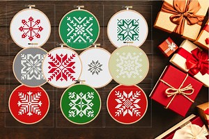 Snowflake Cross Stitch Patterns: Easy Christmas Ornament Set (PDF Download - Etsy