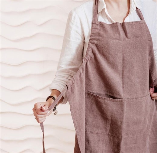 Adjustable Linen Apron With Pockets: Unisex Kitchen, Garden, Artist Apron - Etsy