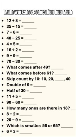 📘 Practice makes perfect! Try this fun math worksheet today ✏️