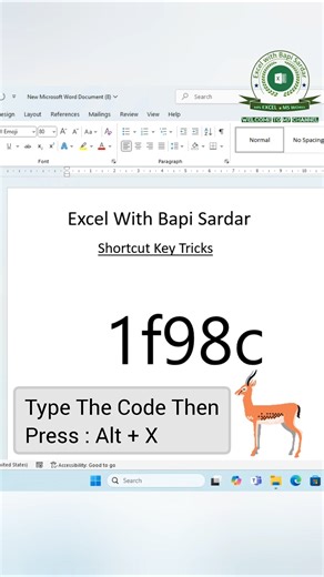 Create a Deer 🦌 emoji in Microsoft Word using simple shortcut keys! 🖥️ #MicrosoftWord #EmojiShortcut