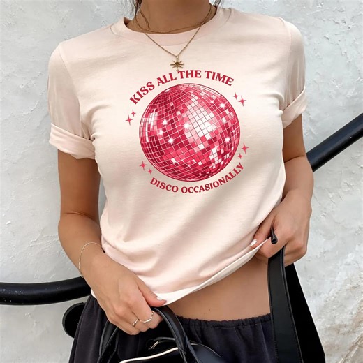 Kiss All the Time Disco Ball Graphic Tee – Retro Party Club Shirt - Etsy