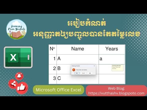 How to set only entering number on Cell in Ms.Excel