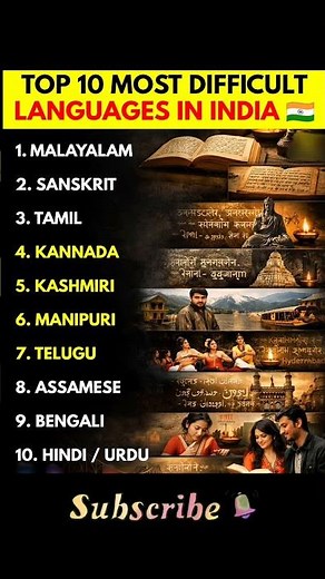 Top 10 Most Difficult Languages in India 🇮🇳