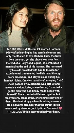 She Married Him Knowing He Had Months to Live | Steve McQueen & Barbara Minty's Incredible LoveStory