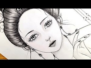 Sketching Easy || Semi Realistic Pencil sketch of a Chinese girl - How to draw a Chinese Girl - Art
