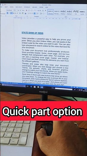 Quick Part Option in Ms word Telugu #msword #msoffice #shortvideo