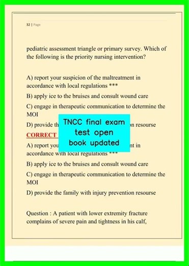 TNCC final exam test open book updated video