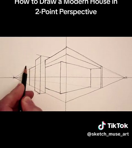 How to Draw a Modern House in 2-Point Perspective #how #draw #modern #house #2point #perspective @TikTok