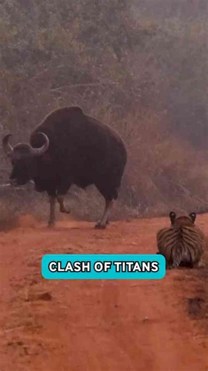 Wild bison holds off mother lion and cubs