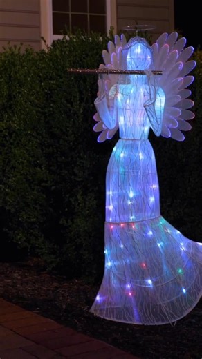 Elevate your holiday décor to celestial heights with this mesmerizing 36-inch Outdoor Animated Fiber-Optic Angel by Mr. Christmas, illuminated by 53 LED lights that cast a radiant glow. | Mr. Christmas
