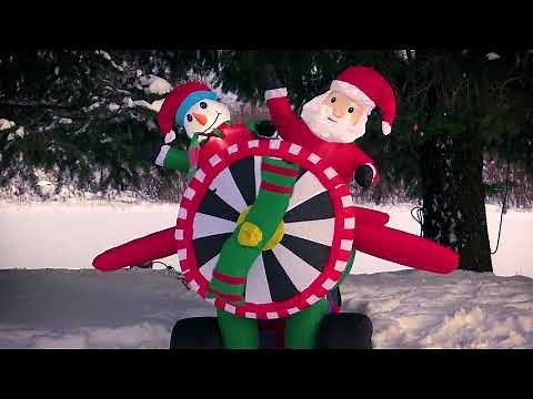 Inflatable Animated Santa and Snowman in Airplane Christmas Outdoor Decoration - NORTHLIGHT ZG15629