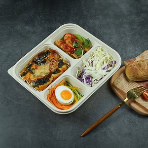 [Hot Item] 4 Compartment Takeaway Food Container Box Cornstarch Biodegradable Lunch Box