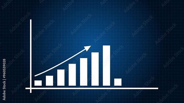 Arrow animation Animated growth chart of financial business with line trend line graph, growth bar chart of economy, positive trend, histogram. arrow animation line