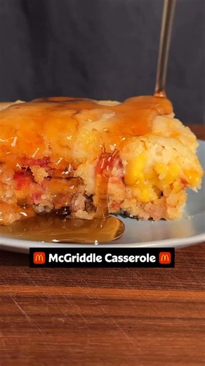 Allrecipes on Instagram: "No need to beat the breakfast rush when you make this McGriddle Casserole at home! 🥞🧑‍🍳 This casserole has LAYERS of pancake mix, sausage, and bacon that all combine into one easy bake—12/10! Get the full recipe below or in the @allrecipes bio! 🧡 Ingredients: 1 pound breakfast sausage 6 slices bacon 3 cups complete (“just add water”) pancake mix 2 cups water 1/4 cup maple syrup, plus more for serving 1 1/2 cups shredded Cheddar cheese 2 tablespoons softened butter D