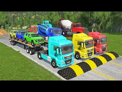 TRANSPORTING PIXAR CARS & FRUITS WITH COLORED & JOHN DEERE vs CLAAS vs TRACTORS - BeamNG.drive #962