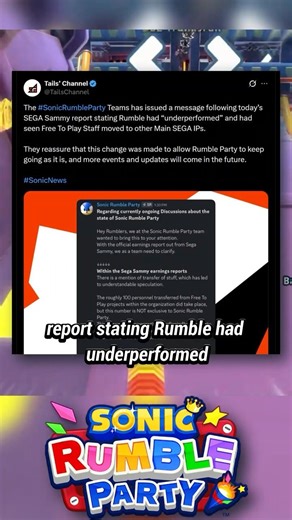 Sonic Rumble did not meet Sega's expectations..... #Shorts #ShortVideo