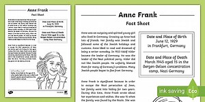 Anne Frank Significant Individual Fact Sheet