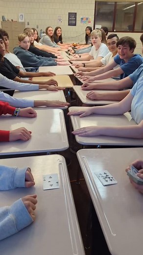 Jefferson Jr High on Instagram: "Mr. Owen’s classes got creative today and played some different math games. In this specific video they had to get the cards to equal 6 through addition, subtraction, multiplication, or division. Once they get to the number specified that round it’s a race to see which team can slap hands the fastest. It was a good time."