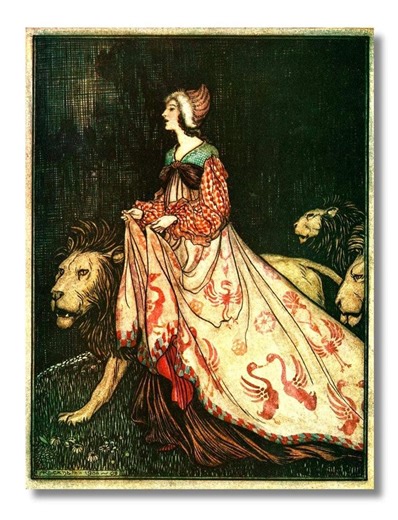 Arthur Rackham the Lady and the Lion Art Print, Vintage Fairytale Illustration, Classic Fairy Tale Wall Art, Fine Art Decor,ready to Hang - Etsy
