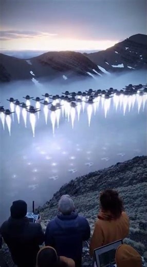 Hundreds of experimental drones awaken in the mist