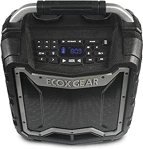 ECOXGEAR EcoTrek Rugged Waterproof Floating Portable Bluetooth Wireless 100 Watt Stereo Smart Speaker and PA System (Gray)