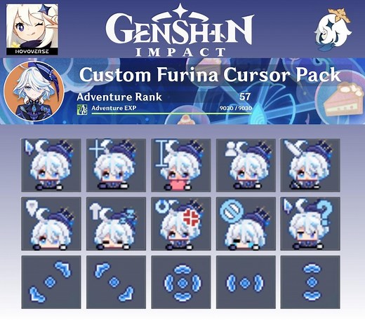 Genshin Impact Furina Cursor Pack – Animated Pixel Art Custom Mouse Pointers for Windows" - Etsy