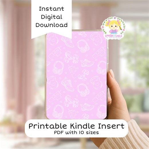 Pink Workout Kindle Insert for Girls, Girly Printable Kindle Inserts, Exercise Kindle Case Insert, Fitness Kindle Insert DIY, Hand Drawn - Etsy