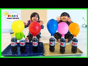 Emma and Kate Learn Colors with Coca Cola & Mentos Science Experiments for children! - Videos For Kids