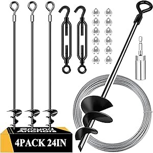 Amazon.com : 27in 4 Pack Shed Anchor Kit Ground Anchors with 3/16" Galvanized Cable, Trampoline Stakes Anchors High Wind – Ideal for Canopies, Sheds, Car Ports, Swing Sets Gazebo Greenhouse (27 in of 4 Pcs) : Patio, Lawn & Garden