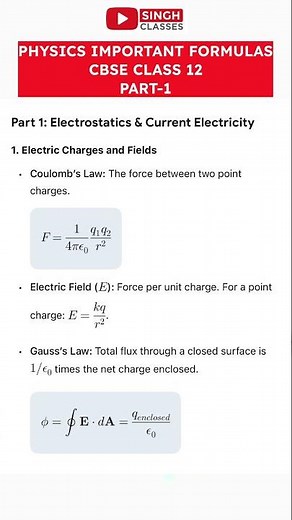 Electrostatics and current electricity coulombs law and gauss law physics class 12