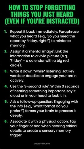 How to Stop Forgetting Things You Just Heard (Even If You're Distracted) #ad (Verify Info)
