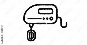 Kitchenware outline icon animation footage/video. Hand drawn like symbol animated with motion graphic, can be used as loop item, has alpha channel and it's at 4K video resolution.