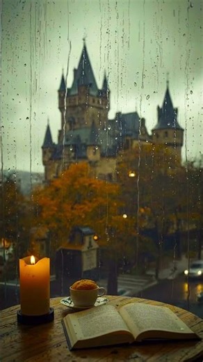 Cozy Rainy Window View with Castle 🏰 | Relaxing Rain Ambience & Aesthetic Mood 🌧️ #foggymorning