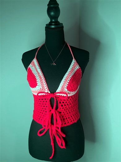 Heartstrings Crochet Halter Top | Handmade | Customizable | Made to Order - Etsy