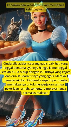 Pesan Moral dari Cerita Cinderella: 1. Kesabaran dan kebaikan hati akan selalu membawa kebahagiaan pada akhirnya. Meskipun Cinderella diperlakukan tidak adil, dia tetap baik hati dan sabar. 2. Jangan pernah meremehkan orang lain. Ibu tiri dan saudara tirinya meremehkan Cinderella karena penampilannya yang sederhana, tetapi pada akhirnya, Cinderella yang menjadi putri | Kencana Souvernir