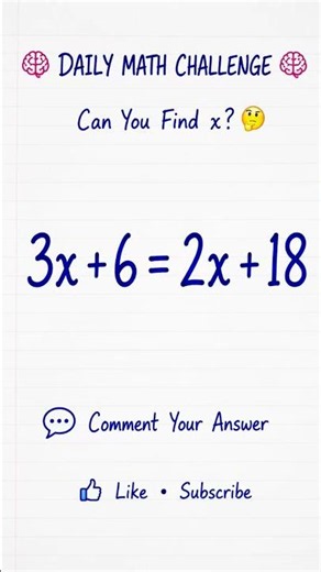 🧠 Daily Math Challenge | Can You Solve This Algebra Problem? 🤔 #shorts #challenge #maths