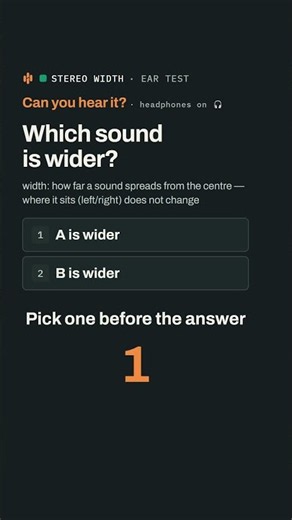 Which sound is wider? Can you hear it? headphones on 🎧 Ear training for mixing, one question at a