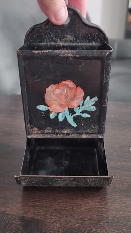 Antique Hand Painted Tin Matchbox Holder With a Rose Motif - Etsy