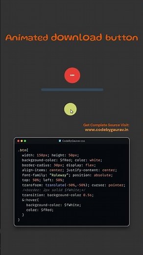 Animated Download Button Using HTML & CSS 🔥 #shorts #coding #webdesign