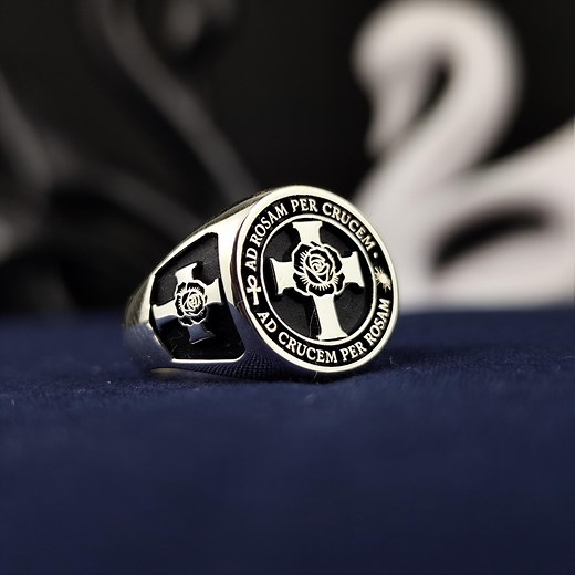 Rose Croix Masonic Ring: 925 Sterling Silver Scottish Rite Signet - Etsy