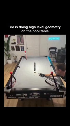 Dark Videos on Instagram: "The clip shows a 15-second sequence of highly controlled air-hockey trick shots by professional shot artist Steve Markle, even though the caption jokingly frames it as happening on a pool table. Each move looks effortless, but the precision is unmistakable. What makes the shots work is geometry rather than speed. The puck repeatedly banks off the rails at clean, predictable angles, following the same incidence-equals-reflection principle seen in optics, where light ref
