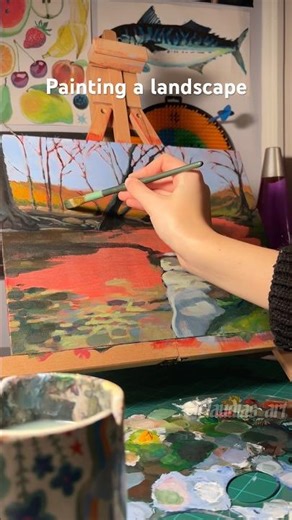 Painting a landscape #shorts #art #draw #paint #painting #artist #landscape