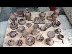 How to make mini clay kitchen set and gas chulha, mixi DIY mini clay cooking pots polymer clay