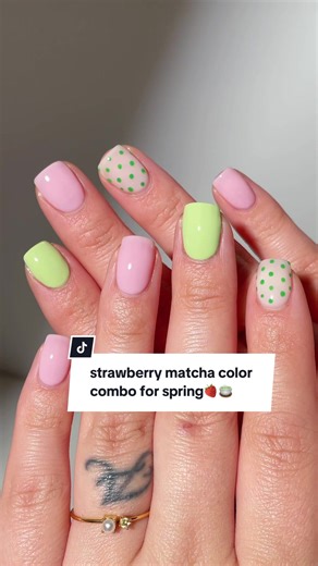 Spring Nail Inspiration: Strawberry Pink and Matcha Green