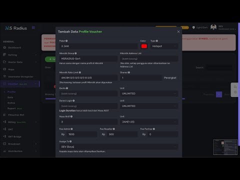 Menabahkan Paket/Profile ke MSRadius
