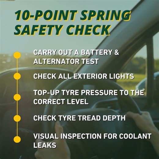  Ready for spring drives? Make sure your car is too with our 10-Point Spring Safety Check ✅ We’ll check the essentials so you can enjoy the road ahead with total peace of mind. Book today for only £19.99!  https://bit.ly/3LUTTvC | Mr Clutch Autocentres | Facebook