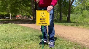 SmartSign 12 x 10 inch “Smile - You're On Camera” Yard Sign with 3 foot Stake, 40 mil Aluminum 3M Laminated Engineer Grade Reflective Material, Black and Yellow, Set of 1, Made in USA