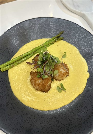 Homemade polenta with jumbo scallops and shrimp. #polenta #italianfood #italian #homecooking #seafood