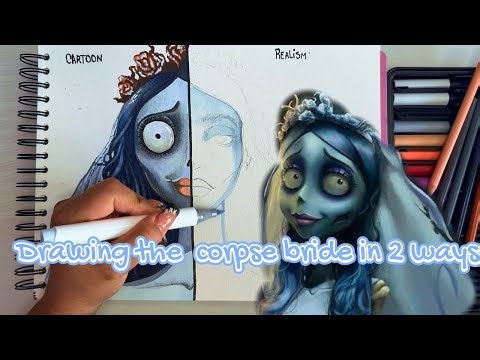 Drawing the corpse bride in two ways🫶🏽