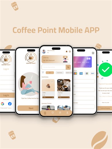بروتوتايب أبلكيشن Coffee Point ☕ UI/UX من Wireframe لبروتوتايب تفاعلي شغال Full case study on Behance — link in bio. #UI #uxdesign #programming #fyp #design #designer #foryou #foryoupage #fypシ